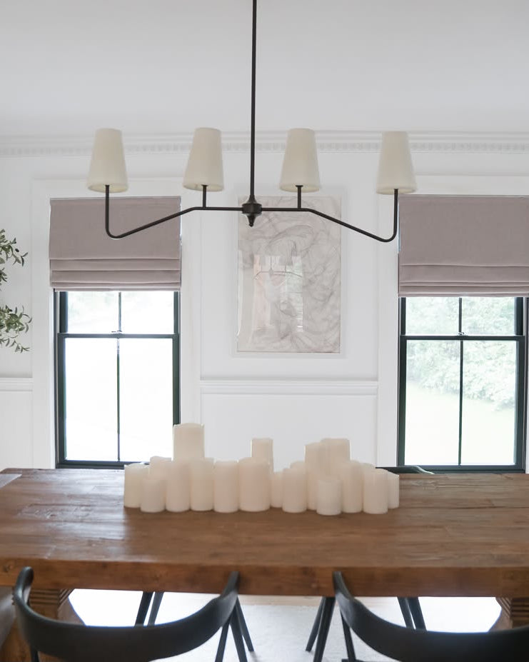 Cassandra Linen Cotton Roman Shades in Stone Beige-C5302 in a dining room