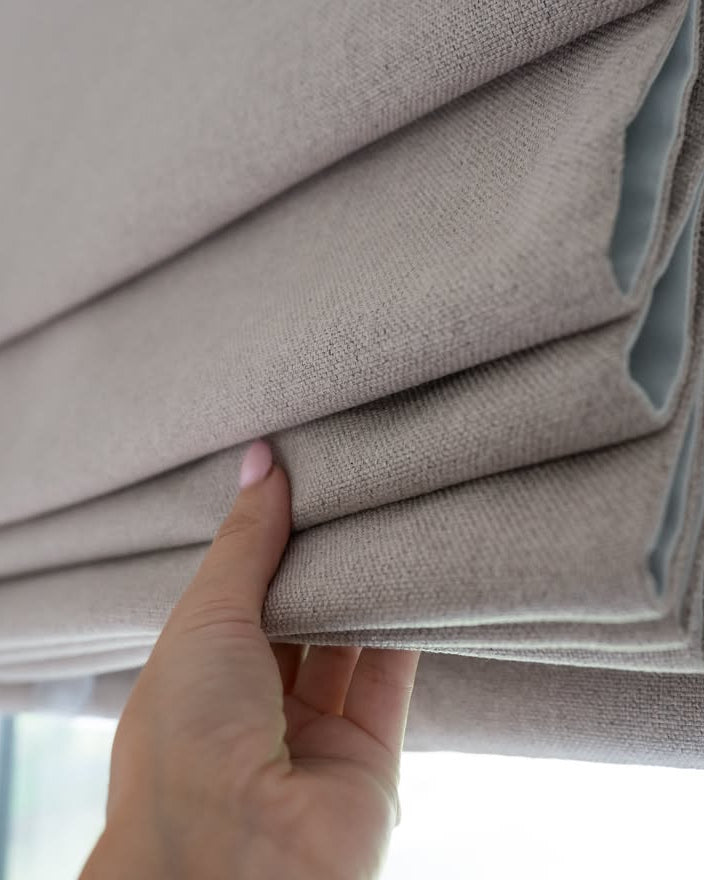 Fabric texture of Cassandra Linen Cotton Roman Shades in Stone Beige-C5302