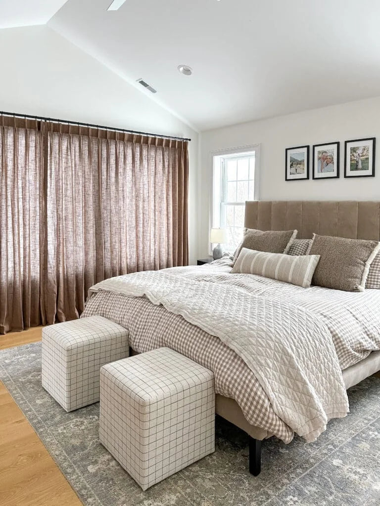 Chocolate brown Cloud Cotton drapery in Samantha’s winter bedroom