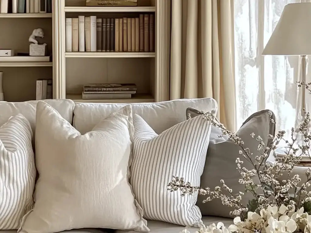 Bright living room featuring lightweight drapery fabric for optimal ventilation.