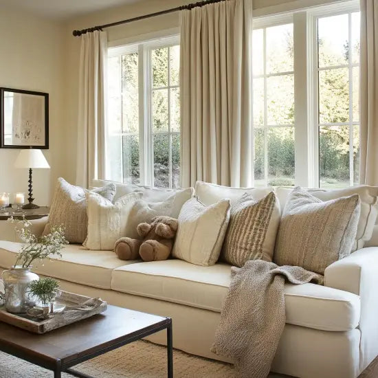 Explore modern living room curtain design ideas showcasing elegant drapery styles.