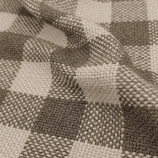 Lucien Linen | Classic Plaid Drapery fabric and drape detail
