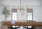Cassandra Linen Cotton Roman Shades in Stone Beige-C5302 in a dining room