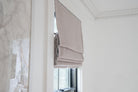Side view of Cassandra Linen Cotton Roman Shades in Stone Beige-C5302