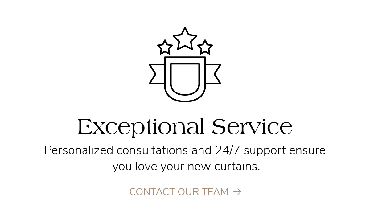 Icon for exceptional service. Personalized consultations and 24/7 support ensure satisfaction with new custom curtains.