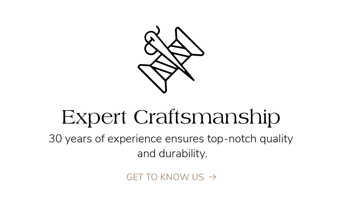 Icon for expert craftsmanship. 30 years of experience in crafting high-quality, durable curtains. Top-notch expertise and quality.