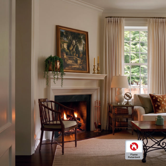 Finley Fireproof｜Linen-Texture Curtain fabric and drape detail