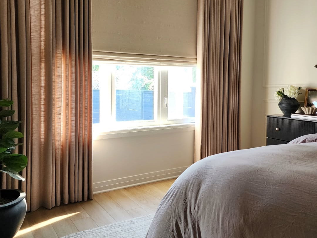 Amanda Kruger in her Ontario home with custom Cozyology window treatments project image 4