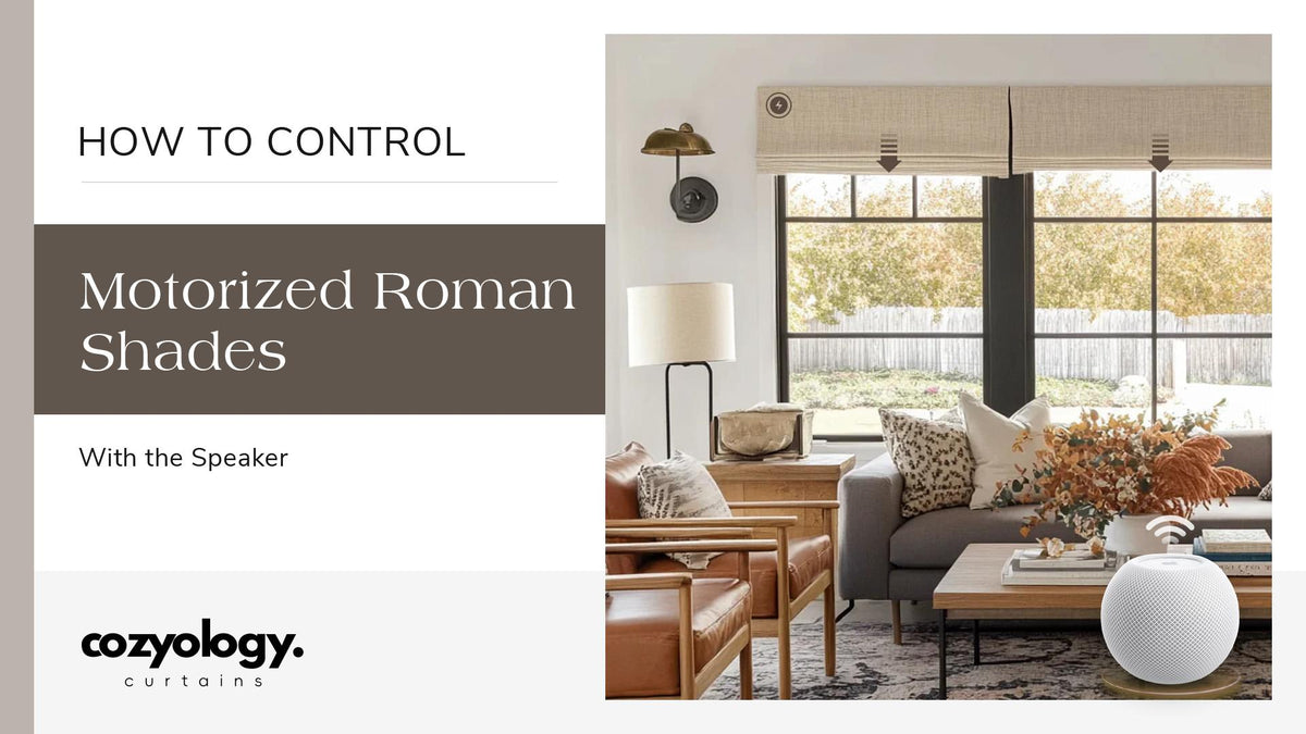 HomePod mini controlling Cozyology motorized Roman shades by voice