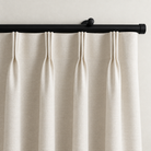 Rylan black motorized curtain rod with ivory pinch pleat curtains