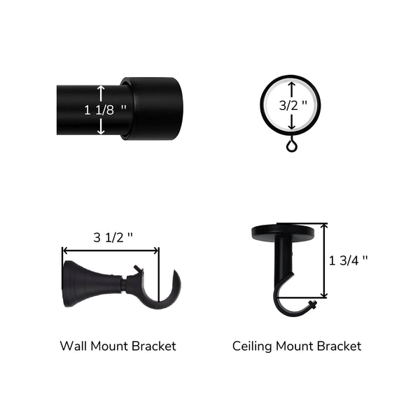 Evelyn | Single Curtain Rod | Customizable