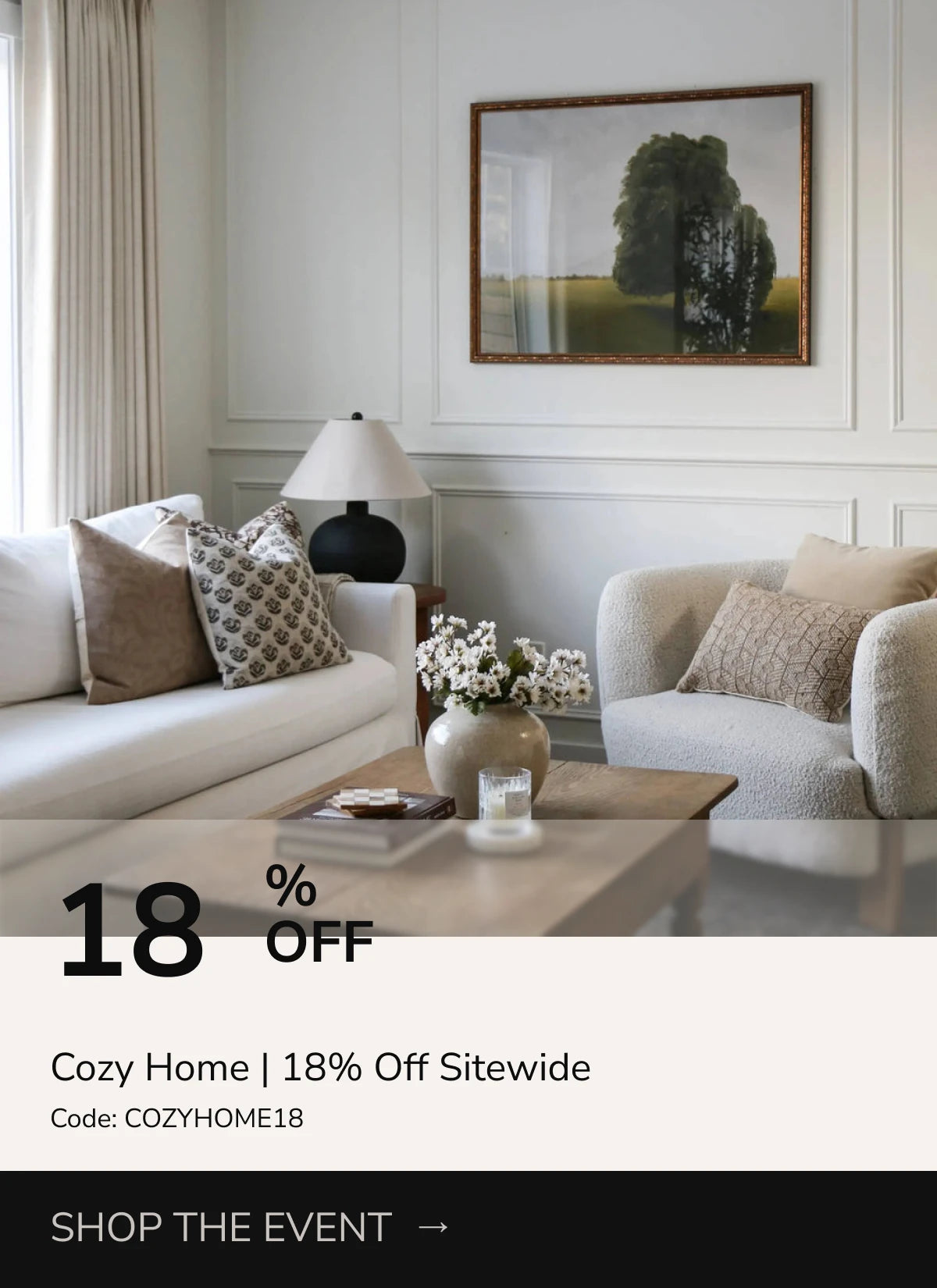 Cozy Home 18% off sitewide, code COZYHOME18